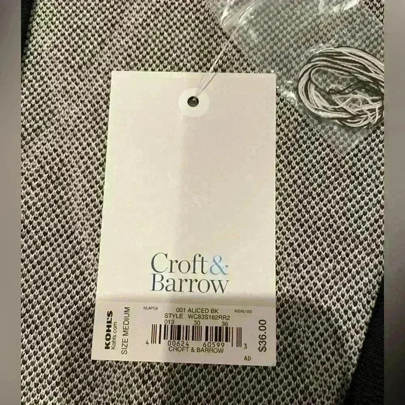 Croft and Barrow NWT Open Cardigan Black White Tan Originally $36 - Picture 5 of 6